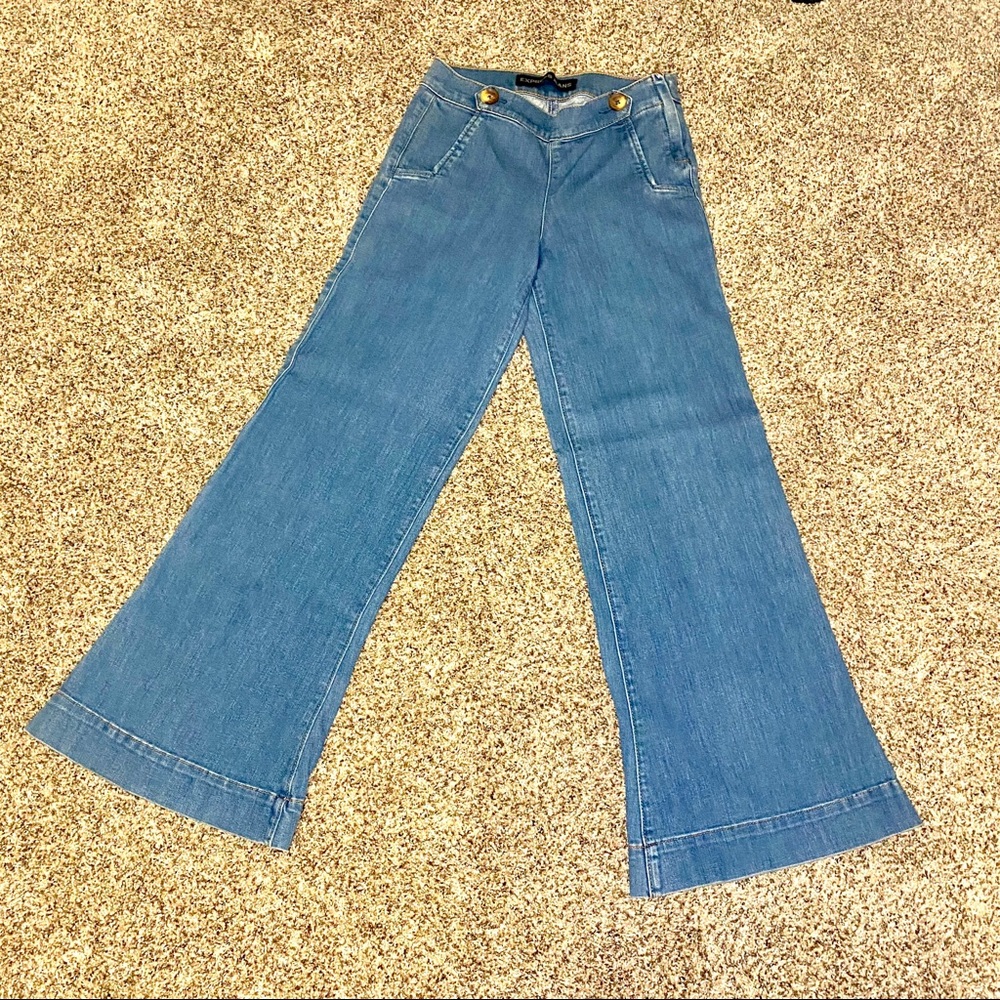 Express wide leg flare mid rise jeans